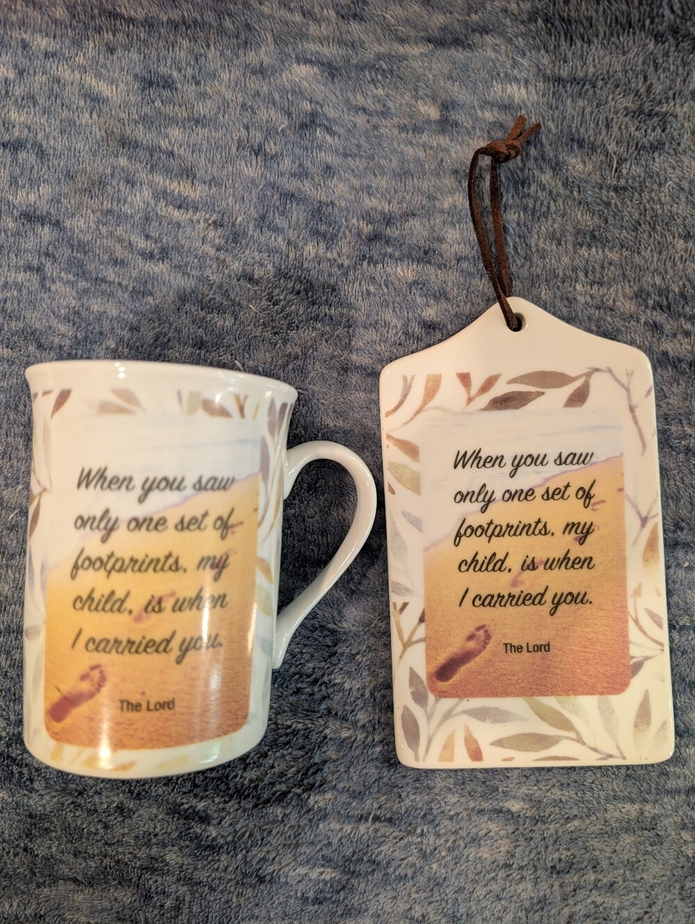 NWOT 'Footprints' Inspirational Wall Hang And Mug